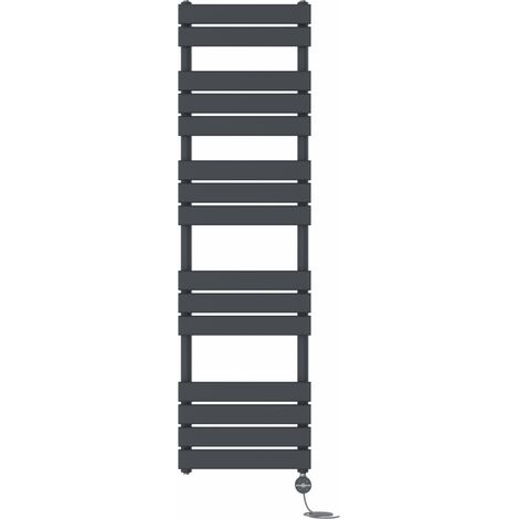 Prefilled Thermostatic Electric Flat Panel Heated Towel Rail Ladder Warmer Radiator Anthracite 1600x450mm