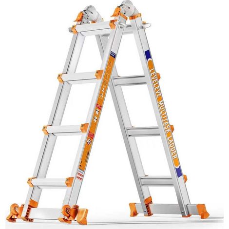 Ausziehleiter 4,2m mit Rollen, bis 150kg, für Treppen, Innen & Außen (1/5)