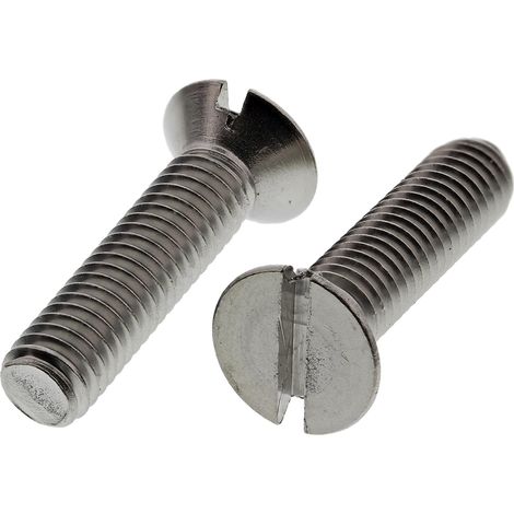 Vis à métaux RS PRO M6 à tête Fraisée fendue en Acier Inoxydable, 25mm ( Prix pour Sachet de 100 )