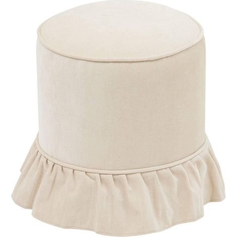 Pouf Chenille à Volant "Fiora" 41cm Ivoire (1/5)