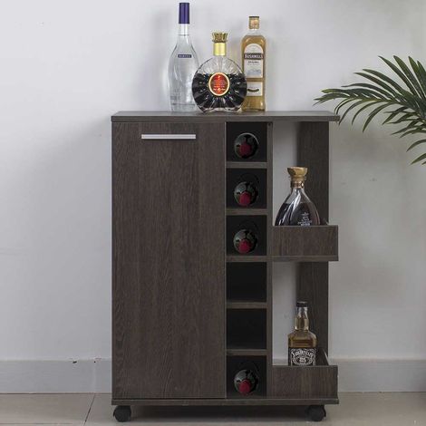 Mobile Bar Cantinetta Bottiglie Vino Legno Cantina 6 Posti Porta Calici Amaretto (1/5)