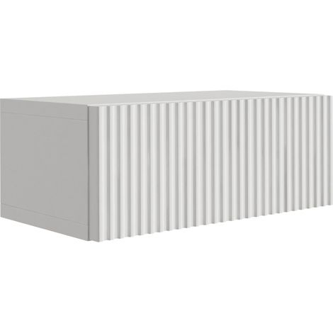 Table de chevet suspendue avec tiroir – façade rainurée, Couleur : blanc, 40 x 20 x 16 cm (1/5)