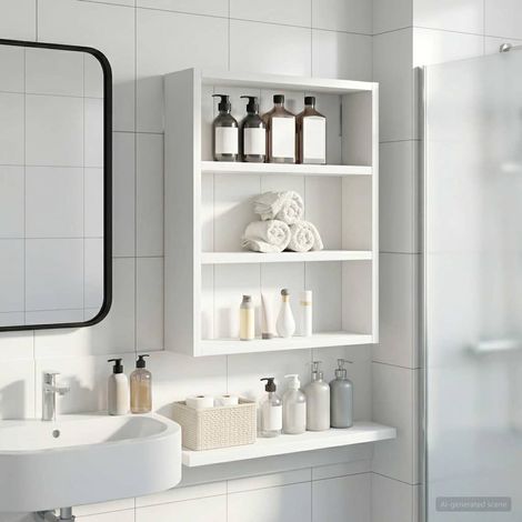 vidaXL Armadio da bagno a muro con lo scaffale Bianco 40 x 10 x