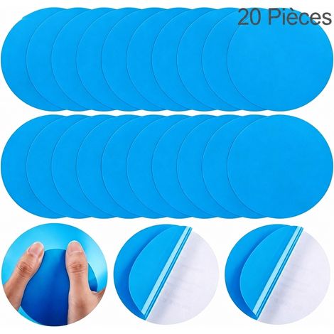 20 Pièces Patch Réparation Piscine 7,5 x 7,5 cm Plastique Bleu Autocollant (1/5)