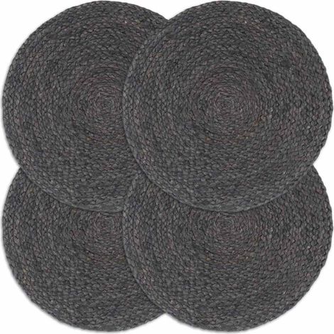 vidaXL Manteles individuales redondos 4 uds yute gris oscuro liso 38cm (1/4)