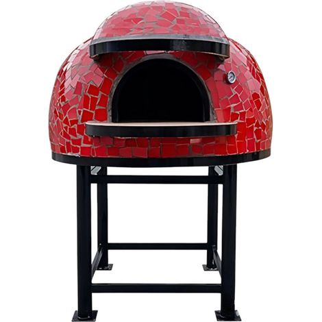Forno legna artigianale diametro 80 cm capienza 2/3 pizze unique rosso con base