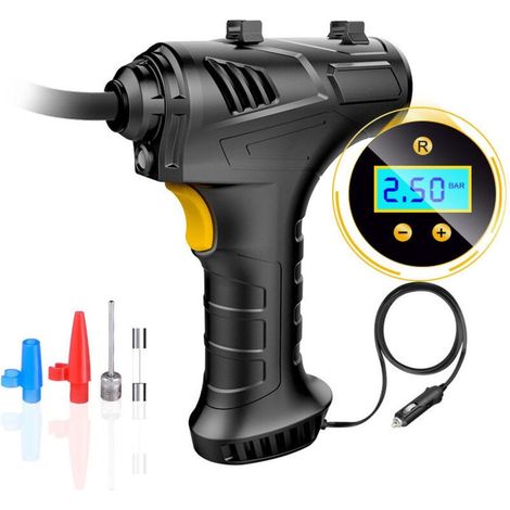 Compresseur d'air de gonflage de pneu sans fil, pompe à pneu de voiture portable à batterie rechargeable USB 12 V, pompe à pneu numérique électrique avec lumière LED pour voiture, moto, vélo (1/4)
