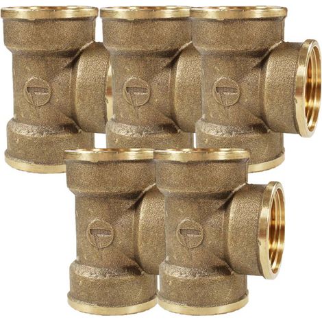 Lot de 5 Tés Laiton Femelle 1" (26/34) - Arcanaute (1/4)