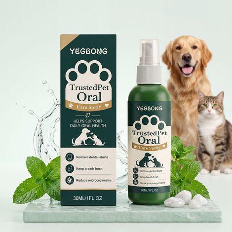 Spray buccal pour chats et chiens : nettoie les dents, élimine la plaque dentaire et les taches, rafraîchit l’haleine à la menthe – 30 ml (1/5)