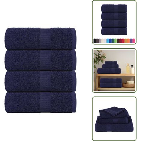 vidaXL Gästetücher 4 Stk. Marineblau 30x50 cm 360 g/m² 100% Baumwolle (1/5)