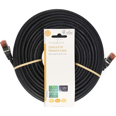 Nedis CAT6-Netzwerkkabel / RJ45 Stecker / RJ45 Stecker / S/FTP / 30.0 m / Rund / LSZH / Schwarz / Label