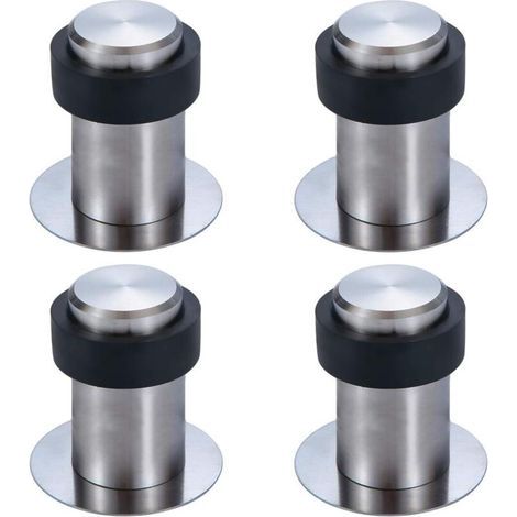 Butoir de Porte Adhésif au Sol 6 cm en Acier Inox Arrêt de Porte Butée Porte (Lot de 4)-6cm (1/4)