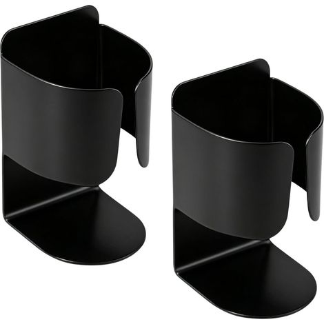Support pour brosse à dents électrique 2 pièces, en acier inoxydable 304 avec pastilles adhésives, universellement compatible, montage mural, imperméable pour la salle de bain (noir) (1/5)