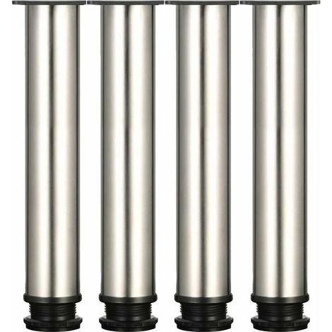 4 Pieds Réglables 300 mm De Hauteur épaissir les pieds d'armoire Pieds de table Pieds de meubles, Acier inoxydable brossé, Hauteur réglable 0-15 mm Venez avec des vis en acier inoxydable (1/5)