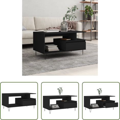 Wohnzimmerbeistelltisch - Couchtisch Schwarz 90x49x45 cm Holzwerkstoff (1/5)