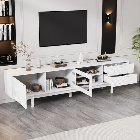 Mobile TV 200x40x50,5 cm, 2 Ante 2 Cassetti Bianco (carico 45kg) (1/5)
