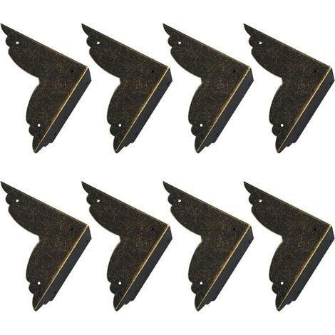 Lot de 8 protections d'angle vintage en métal pour meubles et tables (bronze) (1/4)