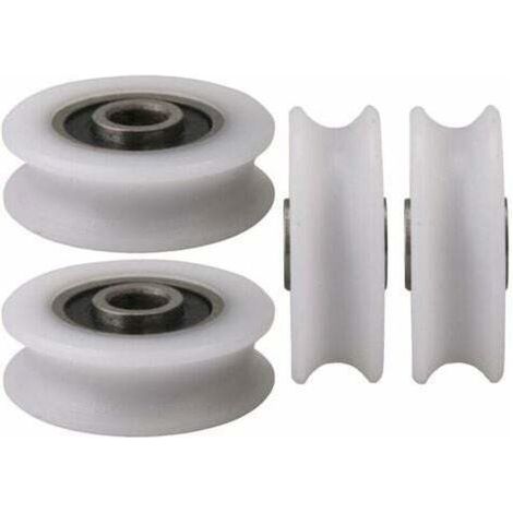4pcs 4x20x6.5x7.4mm Blanc Intérieur Dia 4MM U-Groove Nylon Poulie Roue pour Porte Coulissante (1/3)