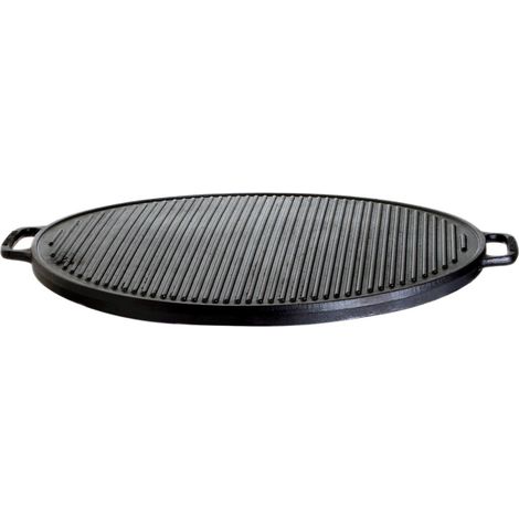 Gusseisenkuss® Grillplatte aus Gusseisen Ø 41 cm Gussplatte Plancha geriffelt/glatt