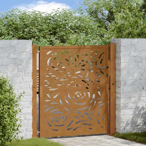 Gartentor 100x100 cm Verwitterungsstahl Flammendesign (1/5)