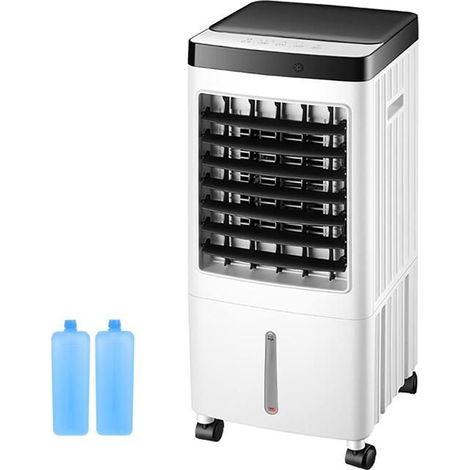 Raffrescatore d'aria portatile silenzioso da 65 W, con telecomando e serbatoio dell'acqua da 10 litri, 3 velocità della ventola regolabili.