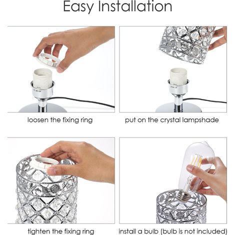 Lampe de table de chevet en cristal, lampe de bureau décorative avec double port de chargement USB, table de chevet moderne pour chambre à coucher, salon, salle à manger, bureau (1/5)