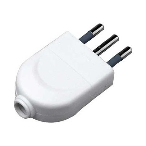 Fiche V-TAC 10 A 2P+T avec sortie câble droit, couleur blanche, en plastique (1/3)