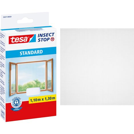 Tesa – Moustiquaire de fenêtre anti-mouches 1,1m x 1,3m – Installation rapide avec ruban auto-adhésif – Filet efficace pour fenêtres (1/10)