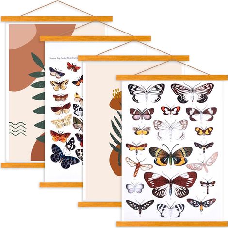 4 Paquets A4 Cadre Photo Magnétique 21 cm, Cadre Poster Porte Affiches 21x30 21x42 Aimanté en Bois Naturel pour Affiche Cadre Magnetique Cadre Affiche Cadre Suspendu (21cm, Teck) (1/5)