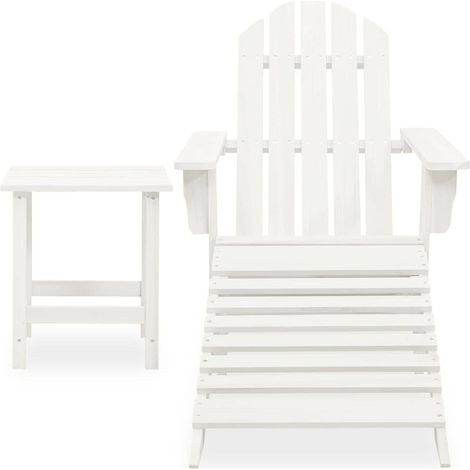 Maison Exclusive - Sedia Adirondack con Ottomana e Tavolo in Abete Massello Bianco (1/5)