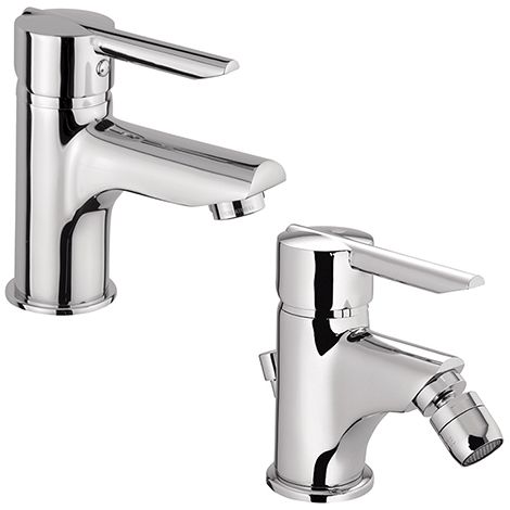Set Rubinetti Piralla per lavabo e bidet con scarico automatico serie Serena cromato (1/5)