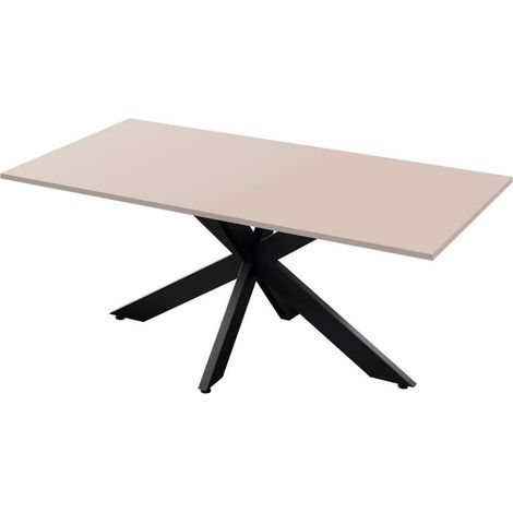 Table repas plateau laqué beige pieds araignée en métal noir - ATHENA (1/4)
