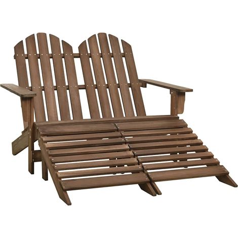 vidaXL Chaise de jardin Adirondack 2 places repose-pied sapin marron (1/5)
