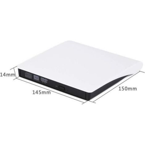 Graveur DVD externe - USB 3.0 - Blanc - Compatible Windows et MAC - Vitesse de lecture et d'écriture rapide (1/4)