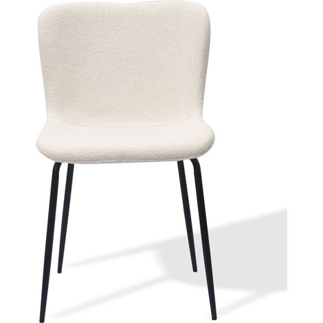 Set aus 2 modernen Esszimmerstühlen aus Stoff mit hohem, rundem Rücken und Metallbeinen (1/5)