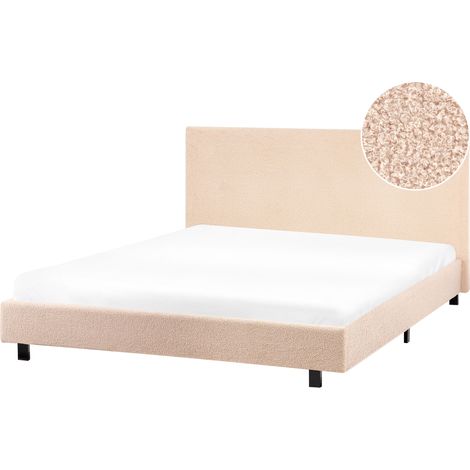 Cama de agua moderna con colchón de bouclé beige 140 x 200 cm Albi (1/5)