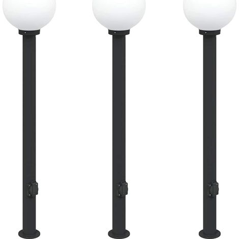 Balizas de luz con toma de corriente, 3 unidades, 120 cm, color negro, IP44 vidaXL
