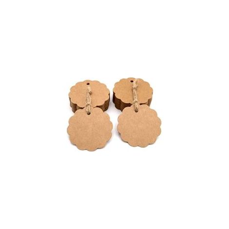 Etiquetas de regalo redondas de papel kraft de 5 cm, 50 unidades, con cordel de yute para manualidades - Crezuo