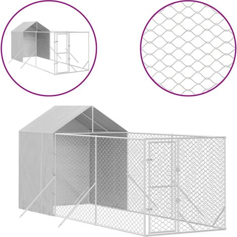 Niche pour Chiens Chenil extérieur Parc Enclos d'extérieur pour chiens avec toit argenté 2x6x2,5 m CFW41866 (1/4)