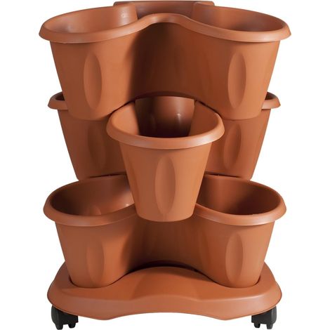Bama Vaso Trifoglio Terracotta - Set 3 Vasi con Sottovaso (1/10)