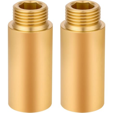 Flintronic 2 Pièces Rallonges de Robinet en Laiton, 5cm Extension de Raccord Fileté, Raccord de Extension en Laiton, pour Eau Potable et Installation de Chauffage (1/5)