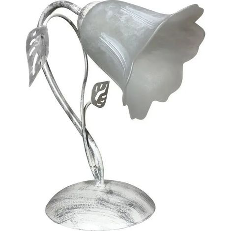 Lume Teresa lampe de table 1 lumière E14 blanc argenté avec diffuseur en verre spugnato blanc