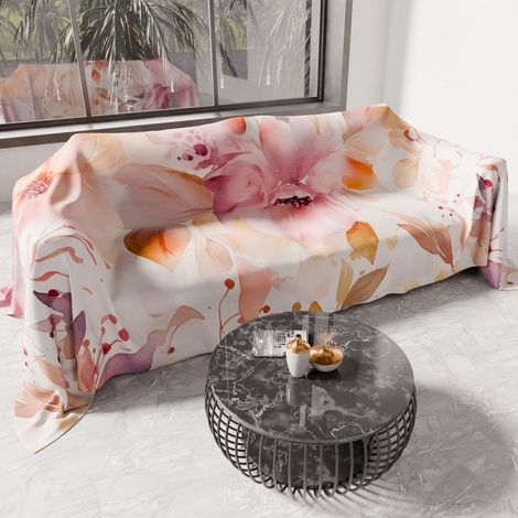 Drap de Protection en Microfibre Multi-Usage Anti-Taches 220x270 cm, Housse de Canapé, Couvre Lit, Couverture de Canape, Floral 25 2, 100% (1/5)