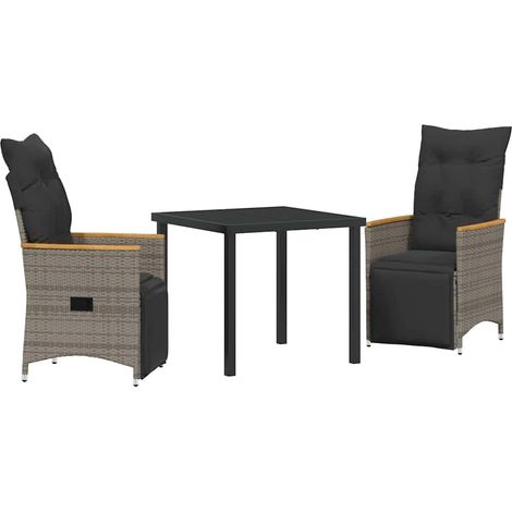 Maison Exclusive - Conjunto de Comedor de Jardín 3 pcs Gris ratán (1/5)