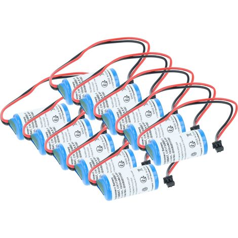 vhbw 10x Battery Replacement for Sanyo GT15-Bat, ER2/3A, CR17335SE-R for Industrial Controller (1800 mAh, 3 V, Li-Ion)