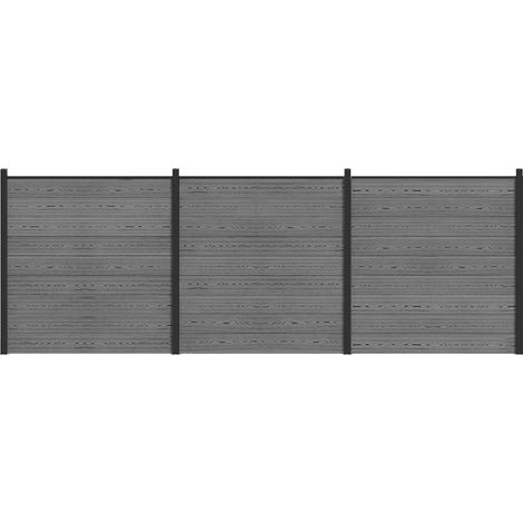 zaunset 526 x 186 cm WPC und Aluminium Grau vidaXL