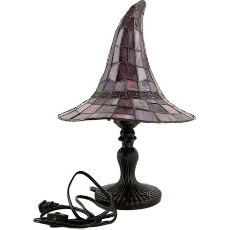Lampe de sorcière rétro en résine, fabriquée à la main, alimentée par USB, en forme de chapeau de magicien gothique, veilleuse idéale pour une décoration intérieure fantaisiste et un cadeau d'Hallowee