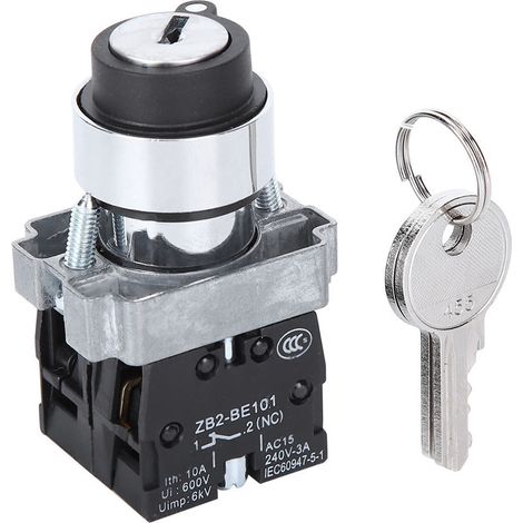 GARRYFIZH Interrupteur à clé à 2 positions, verrouillage électrique à réarmement automatique, verrouillage par rotation + ZB2-BE101 ZB2-BE102C