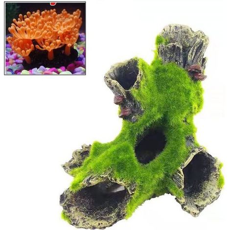 Décoration Aquarium - Tronc D'Arbre En Résine Avec Trous - Pour Cachette Poissons Et Crevettes - 1 Pièce 16 x 10 x 7 cm (1/5)