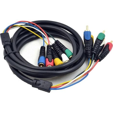 Câble RCA mâle-mâle plaqué or, longueur 1,8 m, en PVC, résistant aux interférences, pour connexion audio et vidéo TV. (1/4)